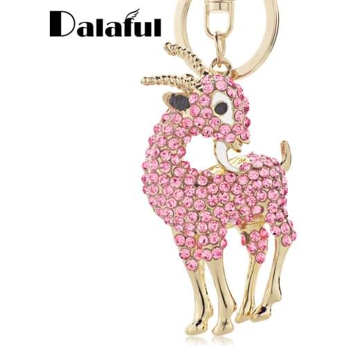 Lovely Sheep Goat Key Chains Holder For Car Keychains Keyrings Chic Crystal Purse Bag Buckle HandBag Pendant K259 New