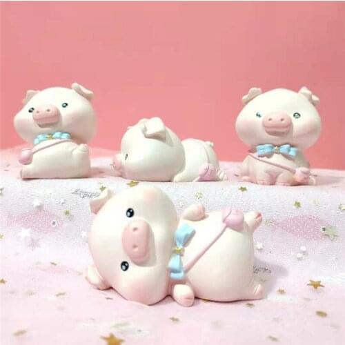Lovely Cartoon Pig Shaped Mini Figurines Living Room Desktop Ornament Resin Crafts Home Decorations Cute Car Interior Ornaments