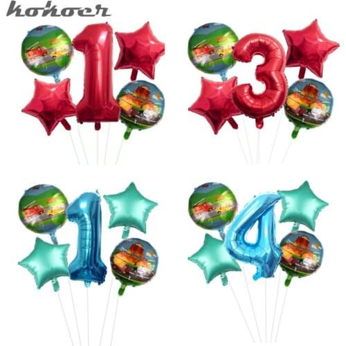 Cartoon Toys Car Truck Police Bus Balloon 1st Birthday Party Decorations 18 inch Star Aluminum film Ballon Globos