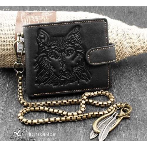 Wolf Mens Snap Coin Card Holder Leathr Wallet With Keychain W79B