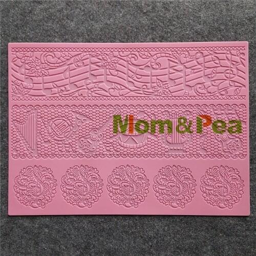 Mom&Pea GX226 Music Lace Pad Mold Cake Decoration Fondant Cake 3D Mold Food Grade Silicone Mould