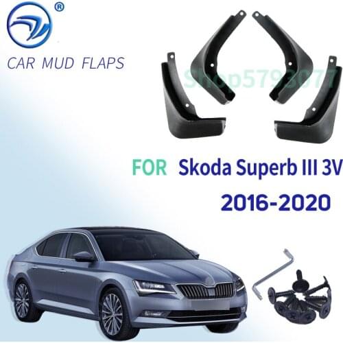 Set Molded Car Mud Flaps For Skoda Superb III 3V 2016-2018 Mudflaps Splash Guards Mud Flap Mudguards Fender Front Rear Styling