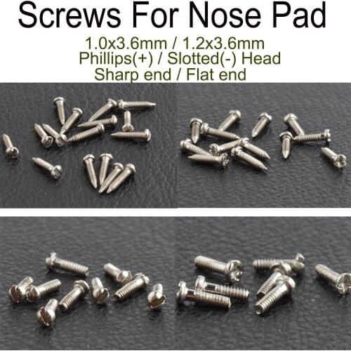 5000pcs 1.0x3.6mm 1.2x3.6mm Screws eyeglass Nose Pad screws Phillips Slotted eyewear Nose Pad screw