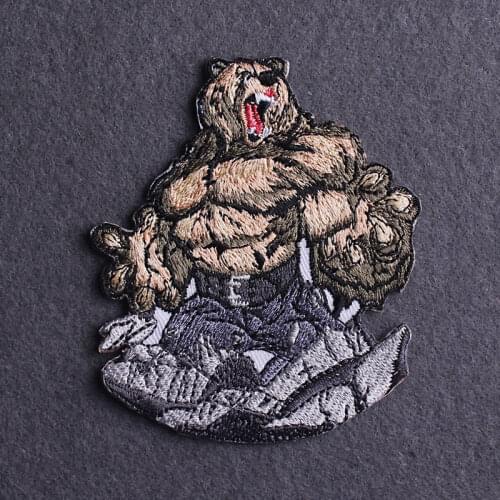Bear Punk Patch Embroidery Patches For Clothing Lion Badge Iron On Patches On Clothes Sticker Skeleton Patch diy Applique Sewing