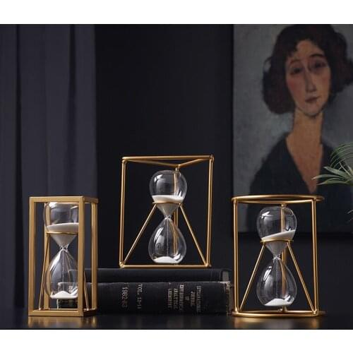 Nordic iron hourglass timer grab office desktop decorations home living room TV cabinet creative accessories