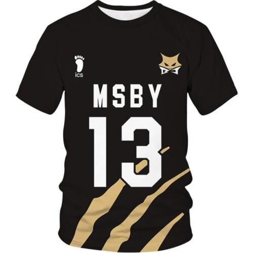 The new 2021 summer volleyball young black Wolf msby hip-hop head of mens shirts with short sleeves