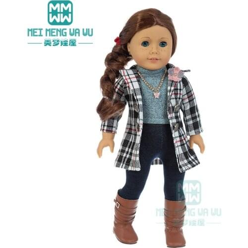 Fits 45 cm American doll clothes accessories fashion Plaid coat, skirt, denim shorts Girls gift