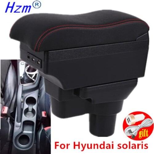 For Hyundai SOLARIS Armrest For Hyundai Solaris 2 Accent Verna Car Armrest box 2017 2018 2019 2020 Storage box car accessories
