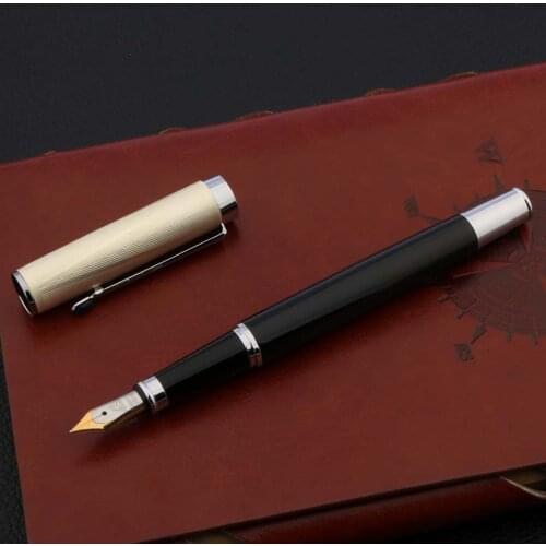 High Quality Brand Black Fountain Pen With Blue Diamond Silver Trim Medium 0.7MM Nib Ink Pens For Writing
