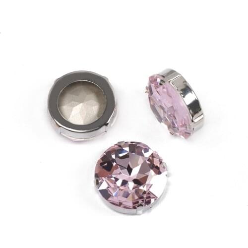 Light Rose Glass Round Sew On Rhinestones With Silver Gold Claw Fancy Strass Sewing Claw Rhinestone For Clothes Jewelry Crafts