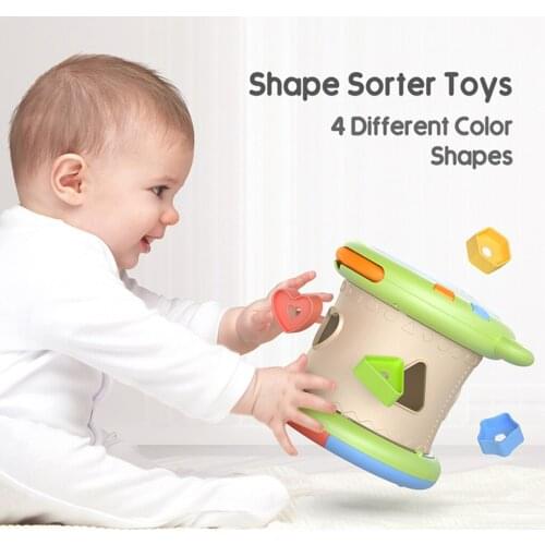 LED Light Hand Drum Kids Music Developmental Toy Shaper Sorter Bead Maze Kit Detachable