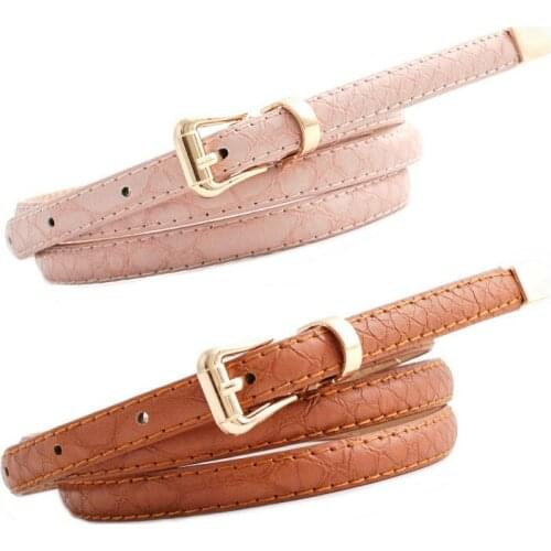 Unique Snakeskin Pattern Thin Belt Classic Vintage Pin Buckle Fashion Wild Waistbands High Quality Leather Women Belt