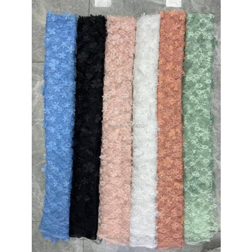 High quality French tulle lace Exquisite 3D applique embroidery with beads African lace fabric Fashion dress design fabric