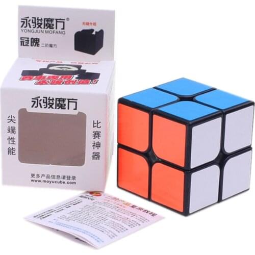 YJ 2x2 Cube GuanPo 2x2x2 Magic Cube Black White Sticker 2 Layers Speed Cube Professional Puzzle Toys For Children Kids Gift Toy
