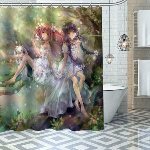 Custom High Quality Puella Magi Madoka Magica Shower Curtain Waterproof Bathroom Polyester Fabric Bathroom Curtain With Hooks