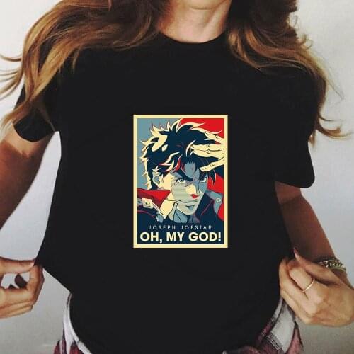 Jojo Bizarre Adventure Vintage Joestar Joseph OH MY GOD Letter Short Sleeve Woman T-shirt