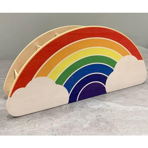 1 Pc Rainbow Shape Wooden Pencil Pen Holder Desktop Organizer Container Brush Pot Stationery School Office Supplies Storage