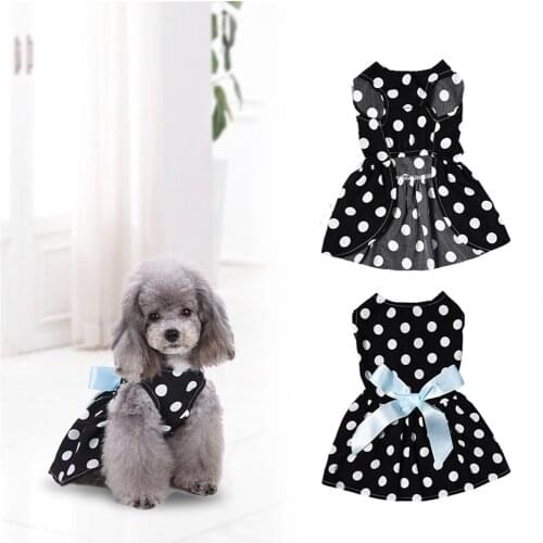 2017 Fashion Black-and-White dotted Pet Washable Princess Dress Dog Cute Summe Short Clothes 4 Sizes 2017 1 Pcs Shipping