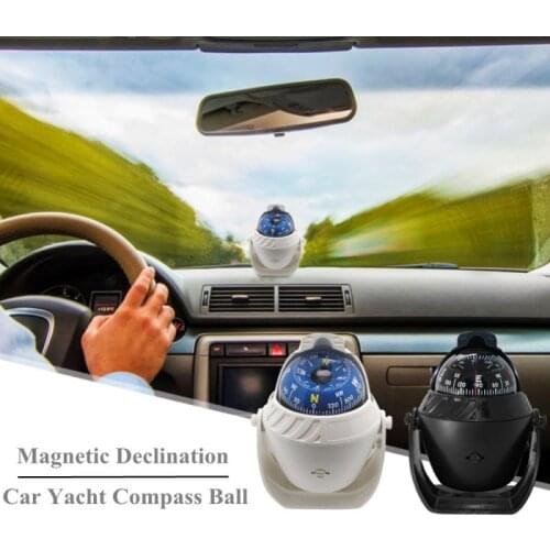 Car Yacht Compass Ball With Bracket Boat Compass With LED Lighting Magnetic Declination Adjustment Function Waterproof Compass