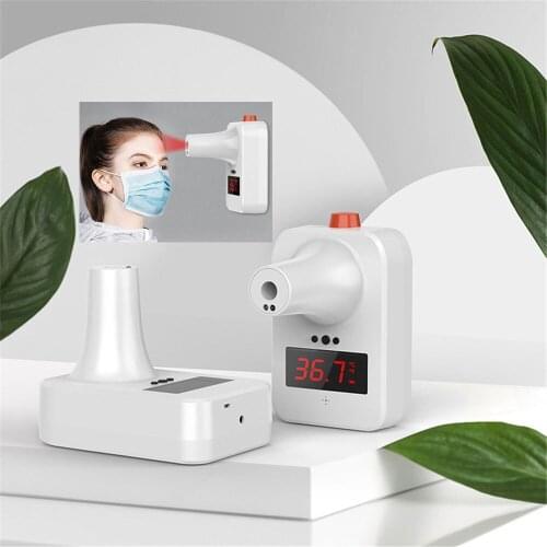 Non-Contact Digital K7 Thermometer Wall-Mounted Infrared Forehead Thermometer LCD Display Wall Thermometer School/Office/Metro