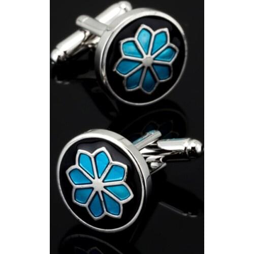 Free shipping, new blue flower Cufflinks fashion mens shirt Cufflinks senior designer exclusive wedding shirt jewelry button
