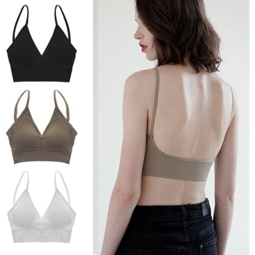 Sexy Cotton seamless Bra With Convertible Padded U Backless Ultra thin Stretch Wireless Soft Cup Bralette Vest Summer Underwear