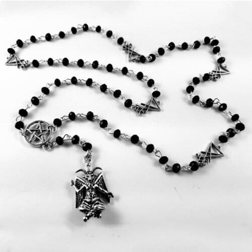Baphomet Rosary/Mystery Rosary/Baphomet Rosary/Baphomet Rosary Necklace/Satan Goat Mendes Gift Altar Necklace/Baphomet earrings