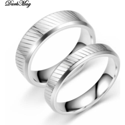DarkMag Stainless Steel Engagement Rings for Women Couple Trendy Geometric Jewelry Valentines day Gifts