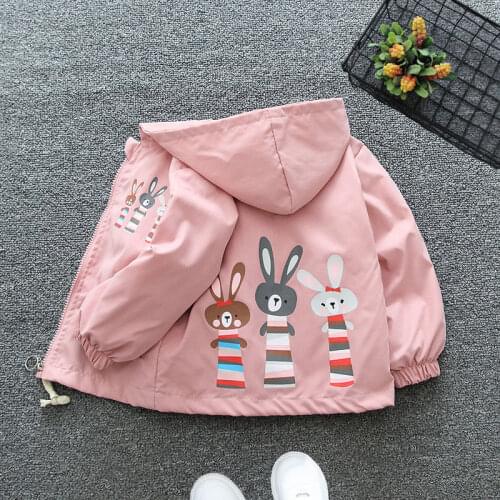 2021 Spring Summer Autumn Girls Boys Cute Cartoon Hooded Thin Jacket Baby Kids Children Coat Two Colors