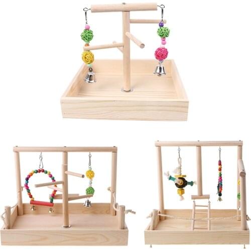 Bird Parrot Swing Climbing Ladder Desktop Stand Toy Wooden Playground Training Perch Platform Bird Cage Grinding Claws Chew Toys