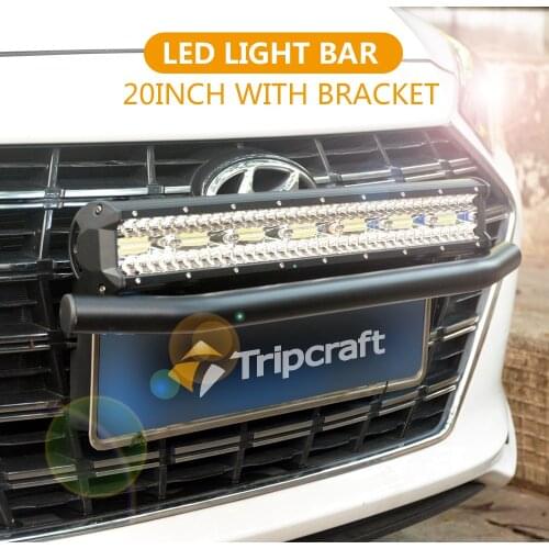 Tripcraft 23" Front Bumper Bull Bar Number Plate Holder For 4X4 Off Road SUV 4WD Auto Car LED Light Bar Fog Lights Mount Bracket