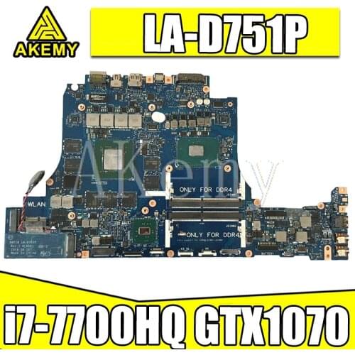 For DELL Alienware 15 R3 17 R4 Laptop Motherboard BAP10 LA-D751P RNF7V CN-0RNF7V Mainboard i7-7700HQ N17E-G2-A1 GTX1070 8GB