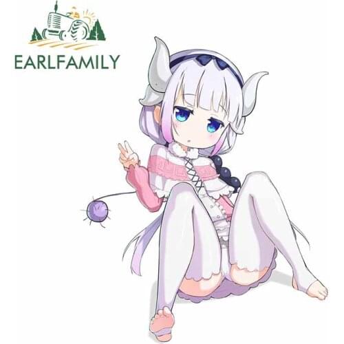 EARLFAMILY 13cm x 10.6cm for Kobayashi Dragon Maid Car Stickers Scratch-Proof Refrigerator Decal Cartoon Windows RV Decoration