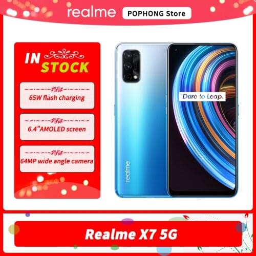 Realme X7 5G Mobile Phone 6.4 inch AMOLED 8GB 128GB MediaTek 800U Octa Core Android 10 SA NSA Dual Mode Google Play
