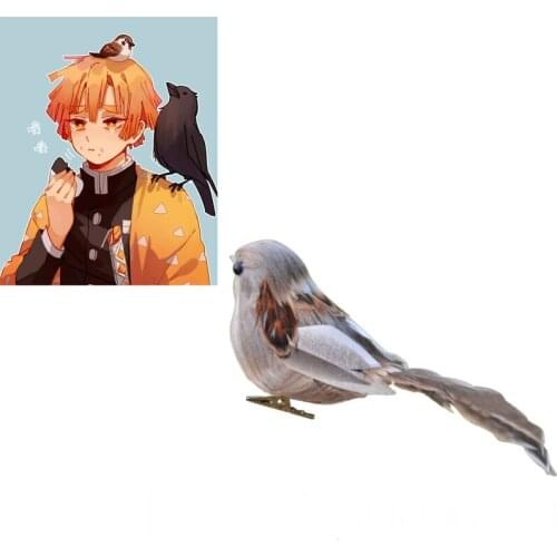 Demon Slayer Agatsuma Zenitsu Cosplay Headwear Hair Clip Artificial Birds Fake Foam Animal Simulation Feather Birds Costume Prop