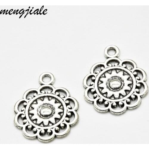 Hot sell 20pcs zinc alloy metal antique silver Flower charms For Bracelet Necklace pendant Jewelry Findings 25*20mm