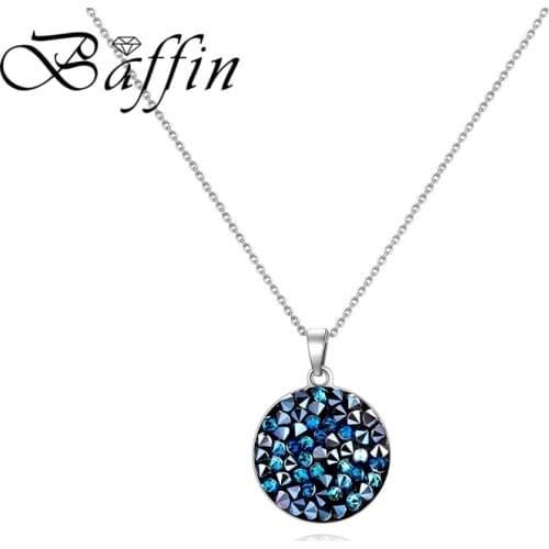 Fine Crystal Rocks Round Pendant Necklace Original Crystals from Swarovski-Elements Silver Color For Women Party Wedding Gifts