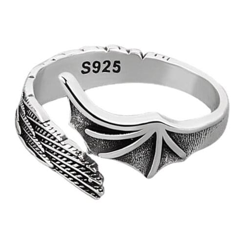 K3ND Adjustable Angel Evil Wing Ring Demon Feather Band Open Retro Jewelry Punk Rings Promise for Women Girls Birthday Gifts