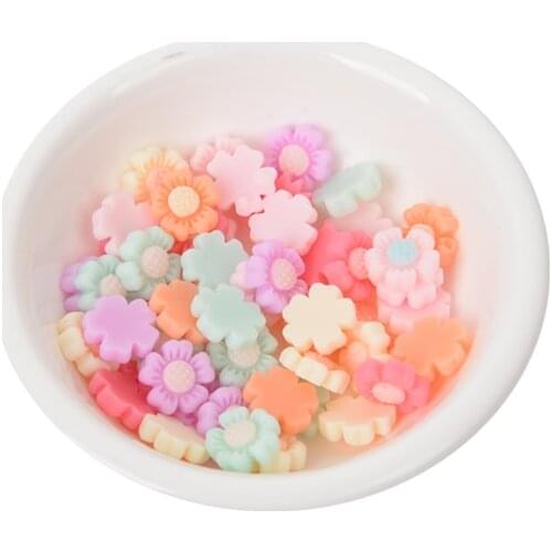 50Pcs 10mm Mixed Resin Cabochon Flatback Embellishments Cute Flower Decoration For Scrapbooking Diy Crafts Accessories Resin