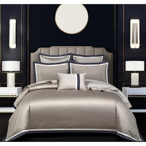 Satin jacquard bedding set Egyptian cotton bed sets soft duvet cover flat bed sheet pillowcases luxurious bedding