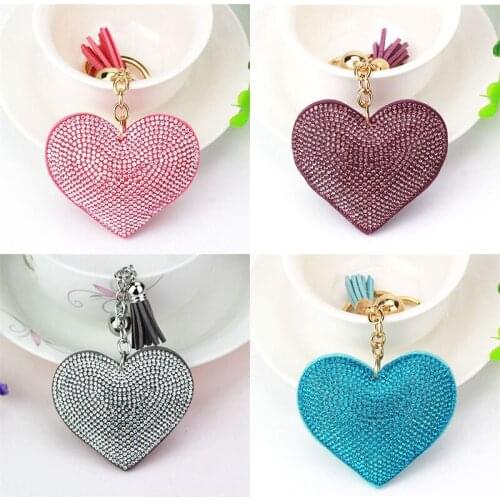 Heart Keychain Tassel Key Metal Crystal Key Chain Keyring Charm Auto Pendant