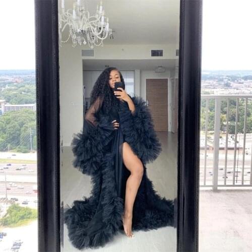 Tiered Ruffles Maternity Dress Night Robes 2020 Photography Dress Plus Size Custom Made Party Sleepwear Fashion Nightgown Robe