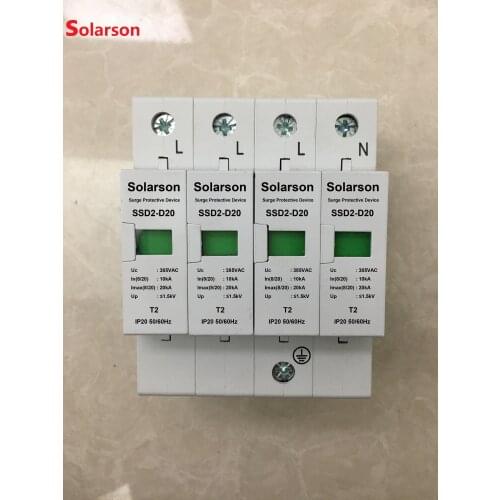 AC SPD 4P 20KA 40KA 60KA 385V House Lightning Surge Protector Protective Low-voltage Arrester Device OEM Factory