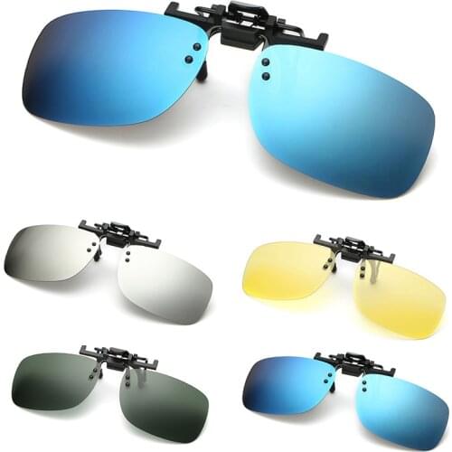 Polarized Vintage Clip On Flip Up Sunglasses Men Women Night Vision Yellow Lens for Myopia Glasses Driving Eyewear Sun Glasses