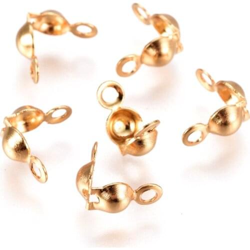 50pcs Stainless Steel Clamshell Knot Cover Bead Tips Calotte Crimps Beads Ends Clasp Connector for Jewelry Making Supplies