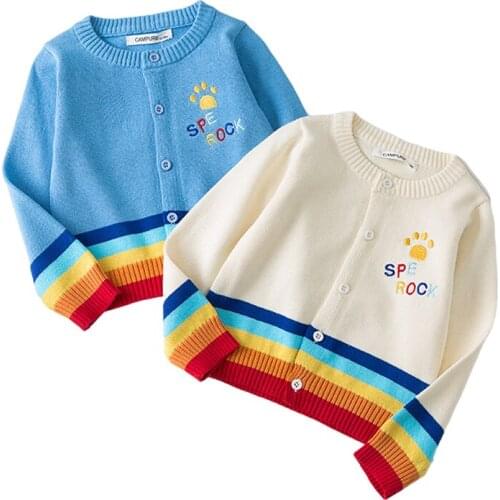 New Baby Girl Boys Clothes Sweater Child Autumn Winter Clothes Knitted Rainbow Cardigan Sweater Kids Clothing Knitted Coat Soft