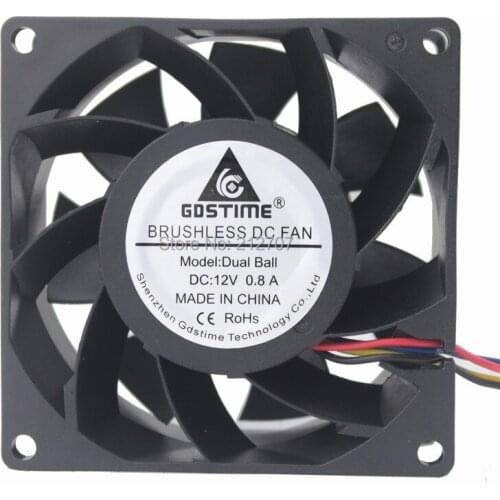 Gdstime 8038 80mm 8cm DC 12V 4Pin PWM 80x80x38mm Ball Axial Case Server Cooling Fan