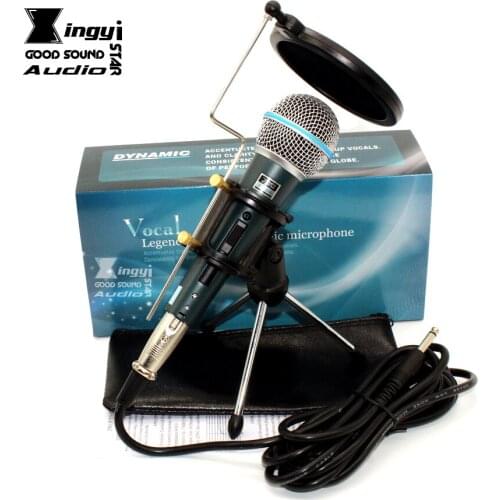 Professional Switch Dynamic Wired Microphone Desktop Stand With Windscreen Filter Cover For BETA 58 58A PC Karaoke Mic Microfone