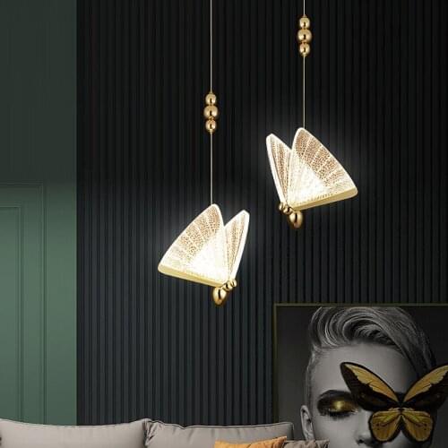 Post Modern Luxury Butterfly Pendent lamp Bedroom Beside Hallway Bar counter Pendent Lights Design Creative LED Lighting Fixture