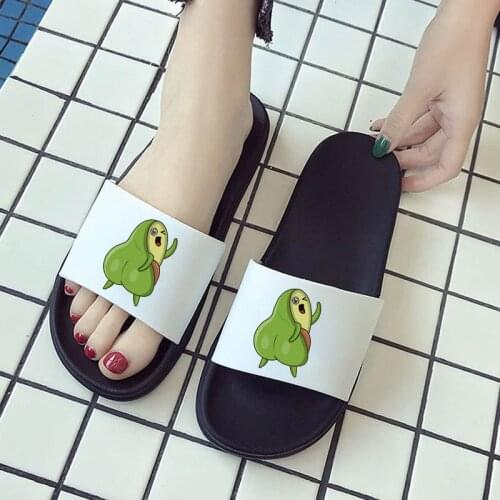 Women Shoes 2021 Kawaii Avocado Pattern Slipper for woman Comfort Home Slippers Beach Flip Flops Female Slides Sandals For Women